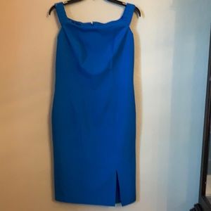 Marina off shoulder lapis cap sleeve stretch
